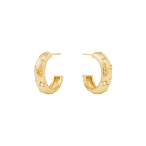 JULIE VOS LUNA STONE HOOP CZ EARRINGS