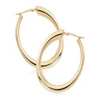 STERLING SILVER GOLD PLATED MEDIUM OVAL HOOP EARRINGS