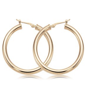 STERLING SILVER GOLD PLATED TUBE HOOP EARRINGS
