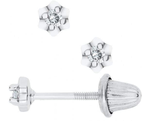 STERLING SILVER DIAMOND STUD EARRINGS