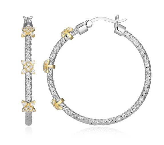 STERLING SILVER GOLD PLATED HOOP EARRINGS