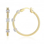 STERLING SILVER GOLD PLATED CZ HOOP EARRINGS