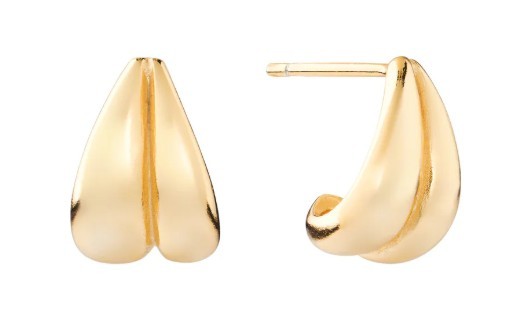 STERLING SILVER GOLD PLATED MINI J POST HOOP EARRINGS