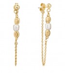 STERLING SILVER GOLD PLATED FRESHWATER PEARL DROP EARRINGS WITH POST
