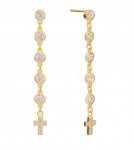 STERLING SILVER & GOLD PLATED LENEA BEZEL CUBIC ZIRCONIA CROSS DROP EARRINGS