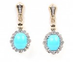 VAHAN STERLING SILVER & 14K GOLD DIAMOND & TURQUOISE EARRINGS