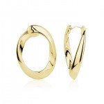 GOLD VERMEIL OVAL TWIST HOOP EARRINGS