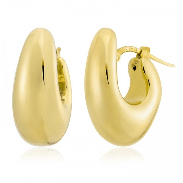 GOLD VERMEIL POLISHED MOON HOOP EARRINGS
