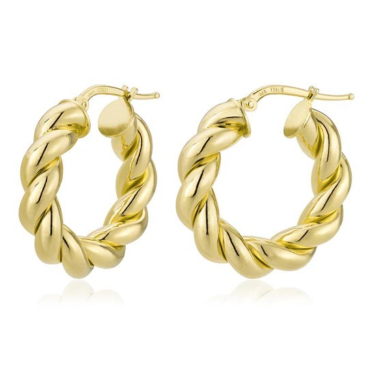 GOLD VERMEIL SMALL DONUT TWISTED HOOP EARRINGS
