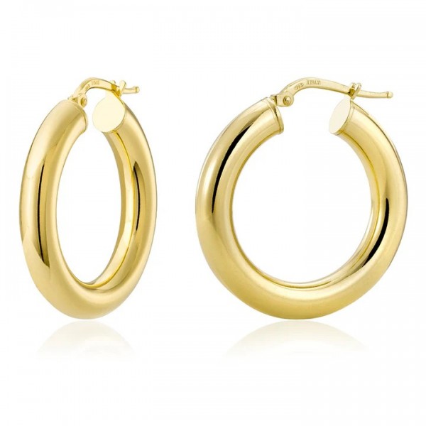 GOLD VERMEIL TUBE HOOP EARRINGS