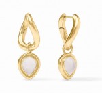 JULIE VOS DOLCE HOOP & CHARM GOLD PLATED IRIDESCENT CLEAR CRYSTAL EARRINGS