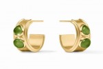 JULIE VOS GOLD PLATED DOLCE STONE IRIDESCENT PALMETTO GREEN HOOP EARRINGS