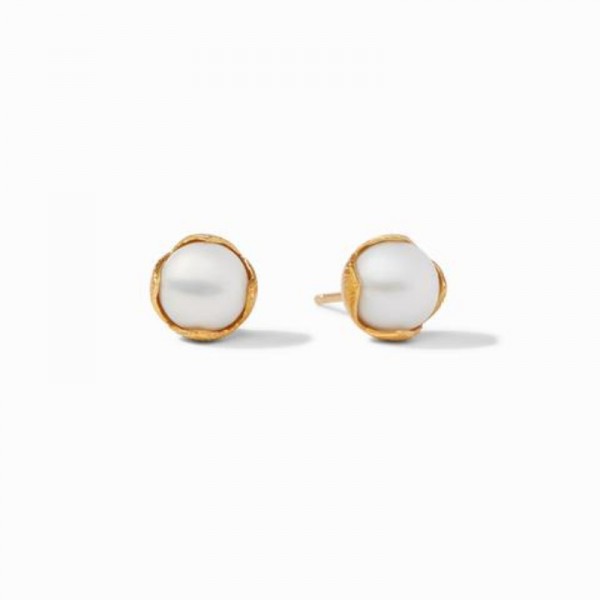 JULIE VOS GOLD PLATE PENELOPE STUD EARRINGS WITH  PEARL
