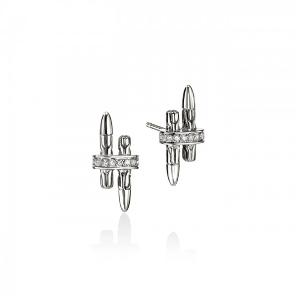 JOHN HARDY STERLING SILVER DIAMOND SPEAR STUD EARRINGS