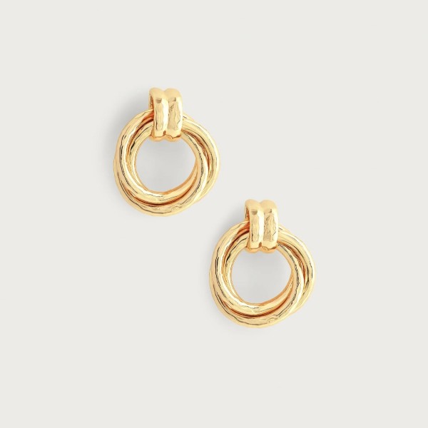 GOLD PLATED TRIPLE RING EARRINGS