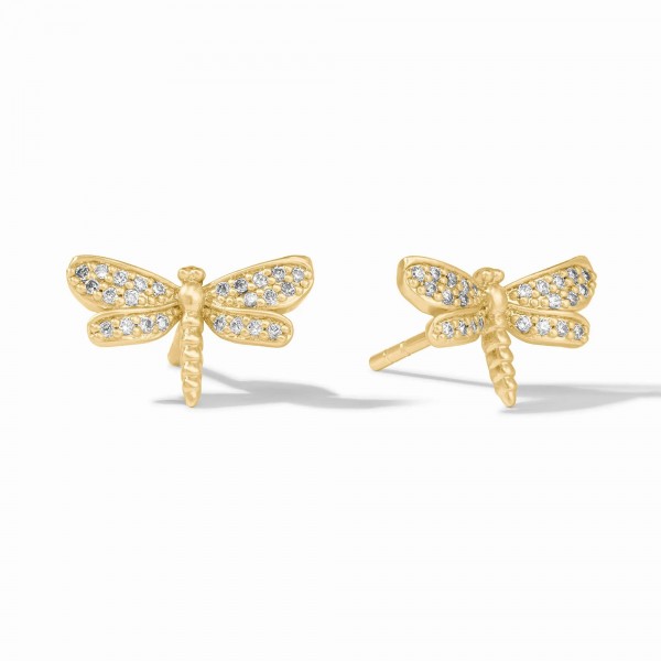 JULIE VOS DRAGONFLY PAVE CHALCEDONY BLUE EARRINGS