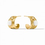 JULIE VOS PORTOFINO STONE WHITE JADE HOOP EARRINGS