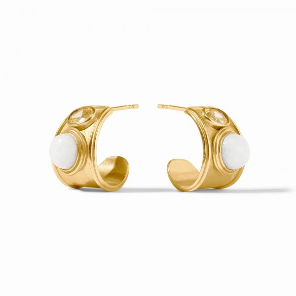 JULIE VOS PORTOFINO STONE WHITE JADE HOOP EARRINGS