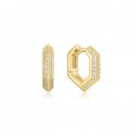 STERLING SILVER GOLD PLATED SPARKLING HUGGIE HOOP EARRINGS