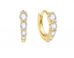 STERLING SILVER GOLD PLATED GOLD GRADUATED SPARKLE HUGGIE HOOP EARRING