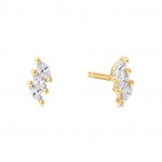 STERLING SILVER GOLD PLATED TRIPLE MARQUISE STUD EARRINGS