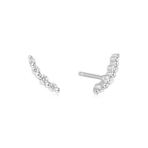 STERLING SILVER SILVER BEZEL BEADED STONE STUD EARRINGS