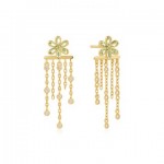 STERLING SILVER GOLD PLATED FLORAL TASSEL DROP STUD EARRINGS