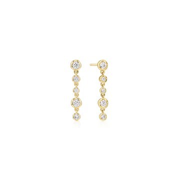 STERLING SILVER GOLD PLATED MOLTEN CASCADE BEZEL SET DROP EARRINGS