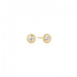 STERLING SILVER GOLD PLATED TEXTURED BEZEL SET STUD EARRINGS