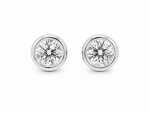 STERLING SILVER 5MM BEZEL SET CZ STUD EARRINGS