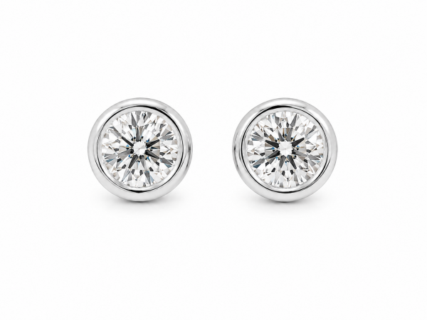 STERLING SILVER 5MM BEZEL SET CZ STUD EARRINGS