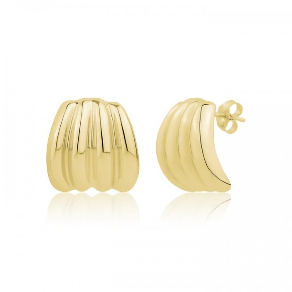 STERLING SILVER GOLD PLATED SMALL GROOVED BOLD EARRINGS