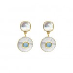 24K GOLD PLATED INELDA MOTHER OF PEARL TOPAZ EARRINGS