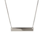 14K White Gold Engravable Bar Necklace