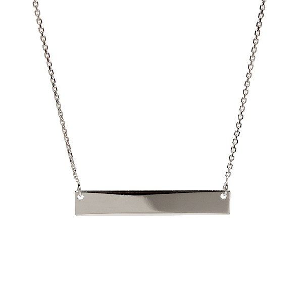 14K White Gold Engravable Bar Necklace