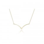 14K YELLOW GOLD CURVED EDGE V NECKLACE