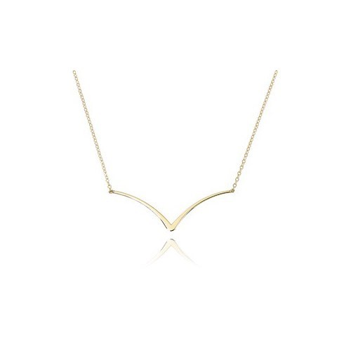 14K YELLOW GOLD CURVED EDGE V NECKLACE
