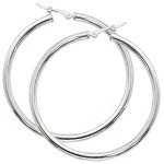 14K White Gold Tube Hoop Earrings 2.5X40Mm
