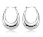 14K White Gold Medium Plain Hoop Earrings