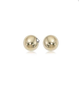 14K Yellow Gold 6Mm Ball Earrings