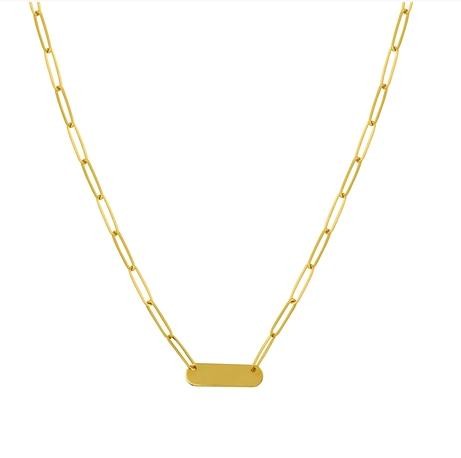 14K Yellow Gold Engravable Paperclip Chain Necklace