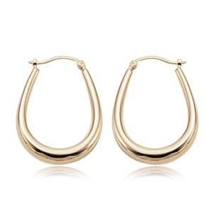 14K Yellow Gold Shell Hoop Earrings