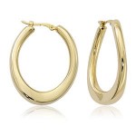 14K YELLOW GOLD MEDIUM OFF SET U SHAPE LOOP EARRINGS