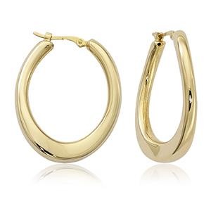14K YELLOW GOLD MEDIUM OFF SET U SHAPE LOOP EARRINGS