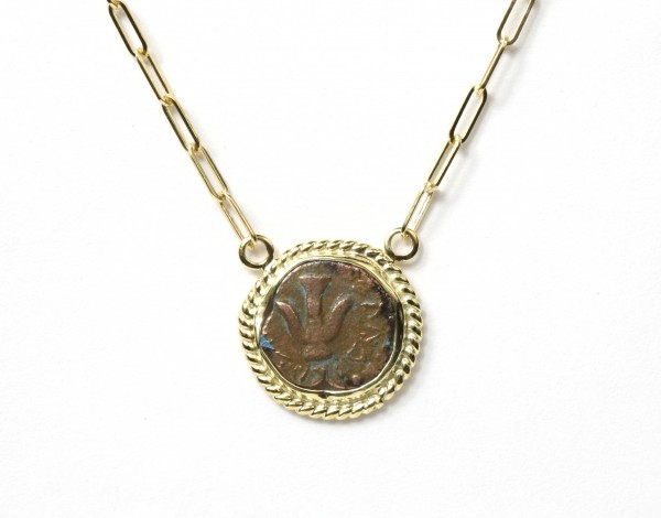 14K GREEN GOLD WIDOWS MITE PENDANT NECKLACE