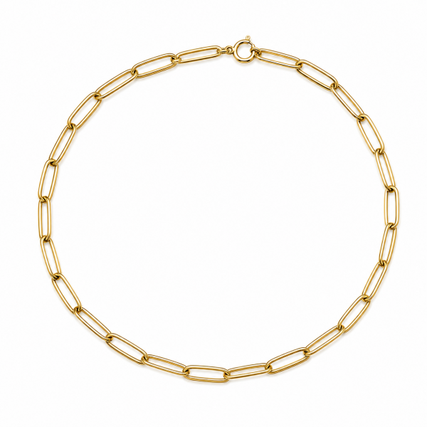14K YELLOW GOLD POLISHED OVAL PAPERCLIP CHAIN