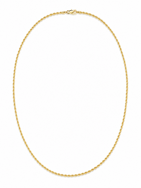 14K YELLOW GOLD 2-2.10MM SOLID DUAL GLITTER ROPE CHAIN