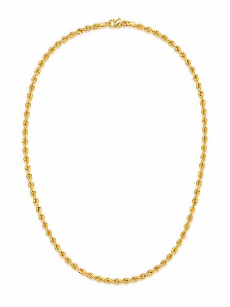 14K YELLOW GOLD 3-3.1MM SOLID GLITTER ROPE CHAIN