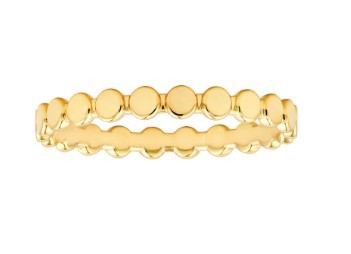 14K YELLOW GOLD FLAT OVAL BEADED BAND RING
