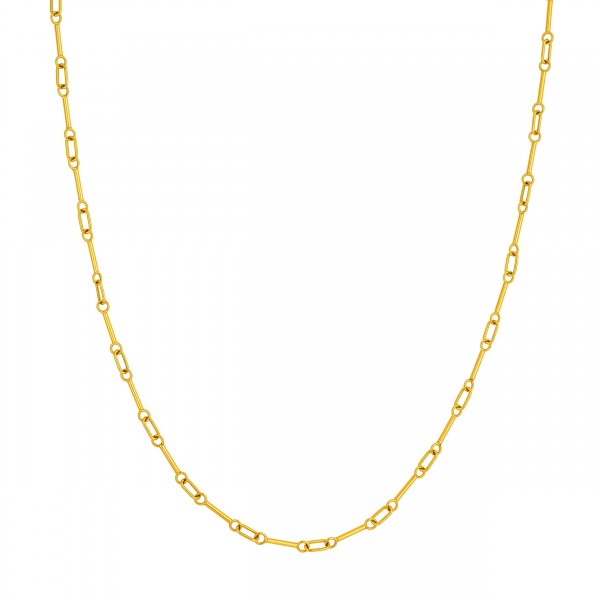 14K YELLOW GOLD HOLLOW BAR OVAL LINK BRACELET